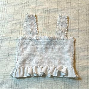 White smocked forever 21 cropped top